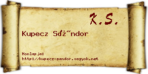 Kupecz Sándor névjegykártya