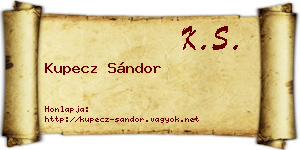 Kupecz Sándor névjegykártya